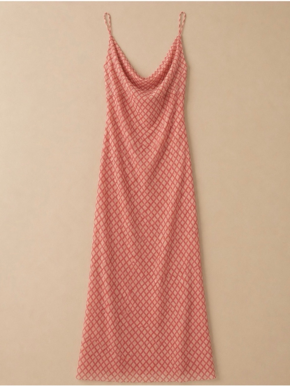 Zara Pink Printed Slip Maxi Dress with Cowl Neck sundress - Picture 3 of 5